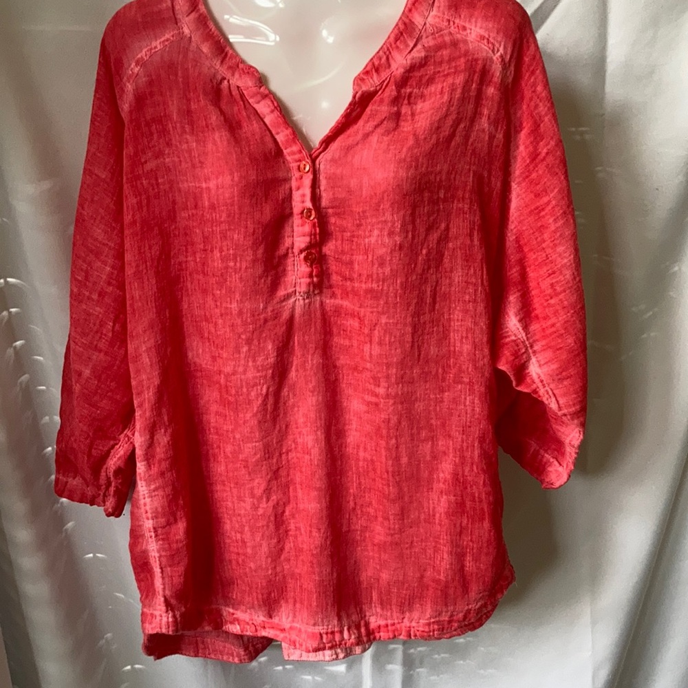 LulaLife salmon pink 100% cotton blouse.
